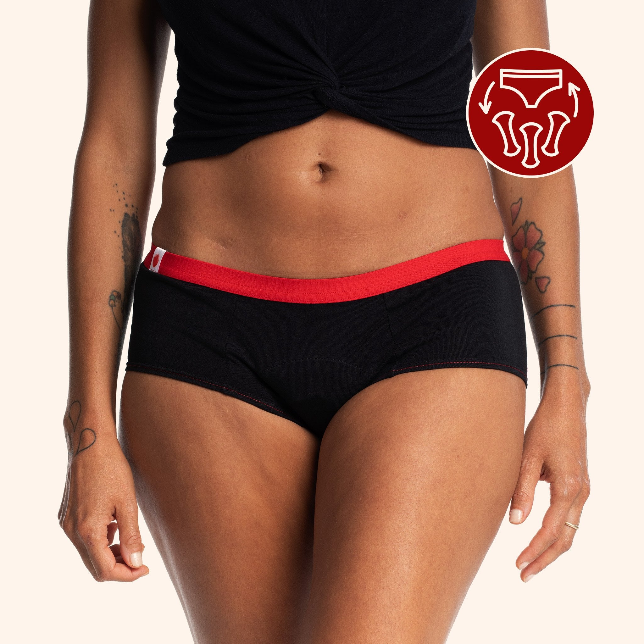 CODE RED Period Panties Menstrual Underwear With Pocket-Red-3XL 