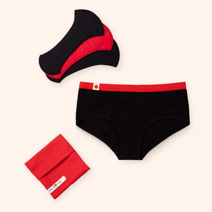 Culotte shorty avec serviettes lavables amovibles