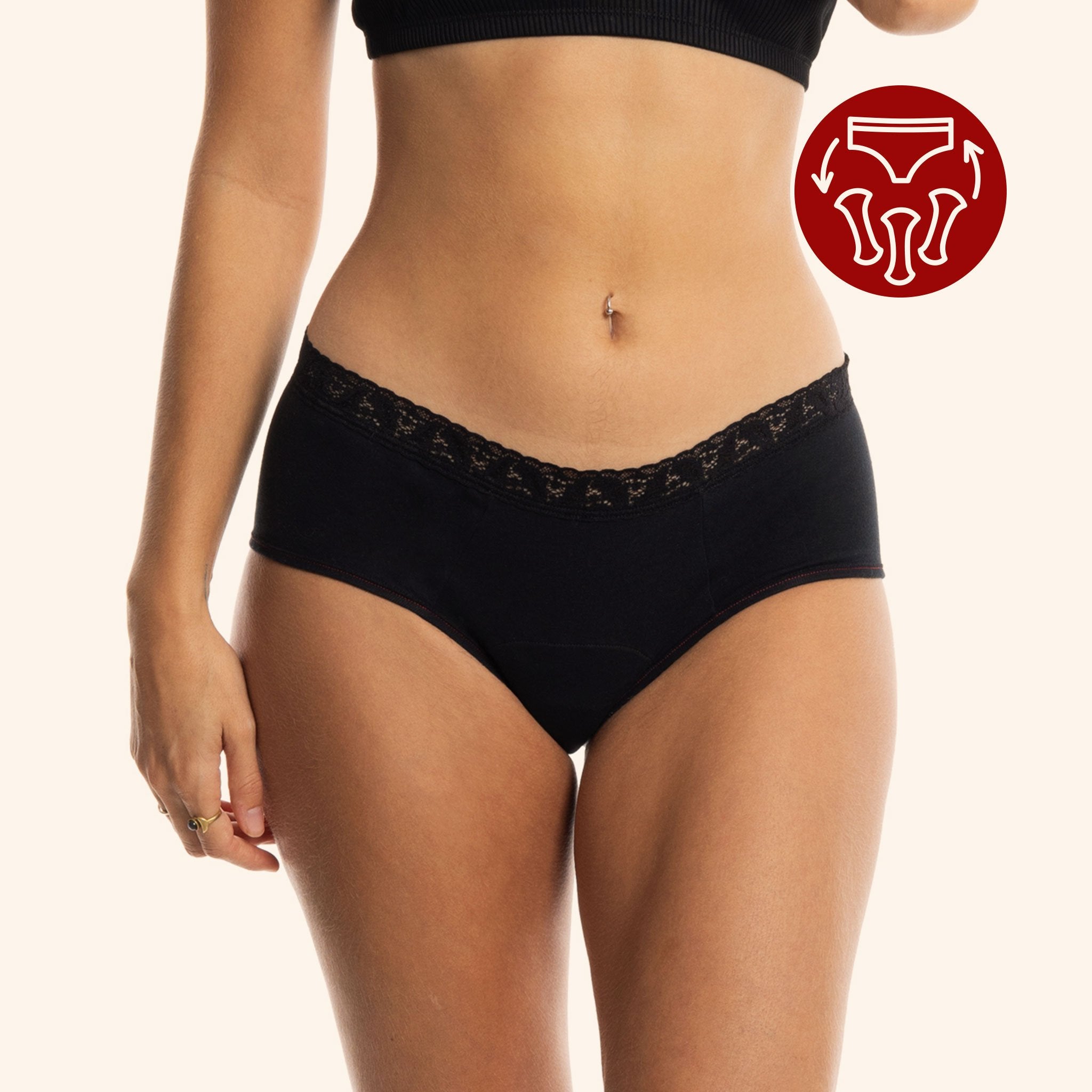 The Shorty Lace Panty : Period underwear with 3 pads