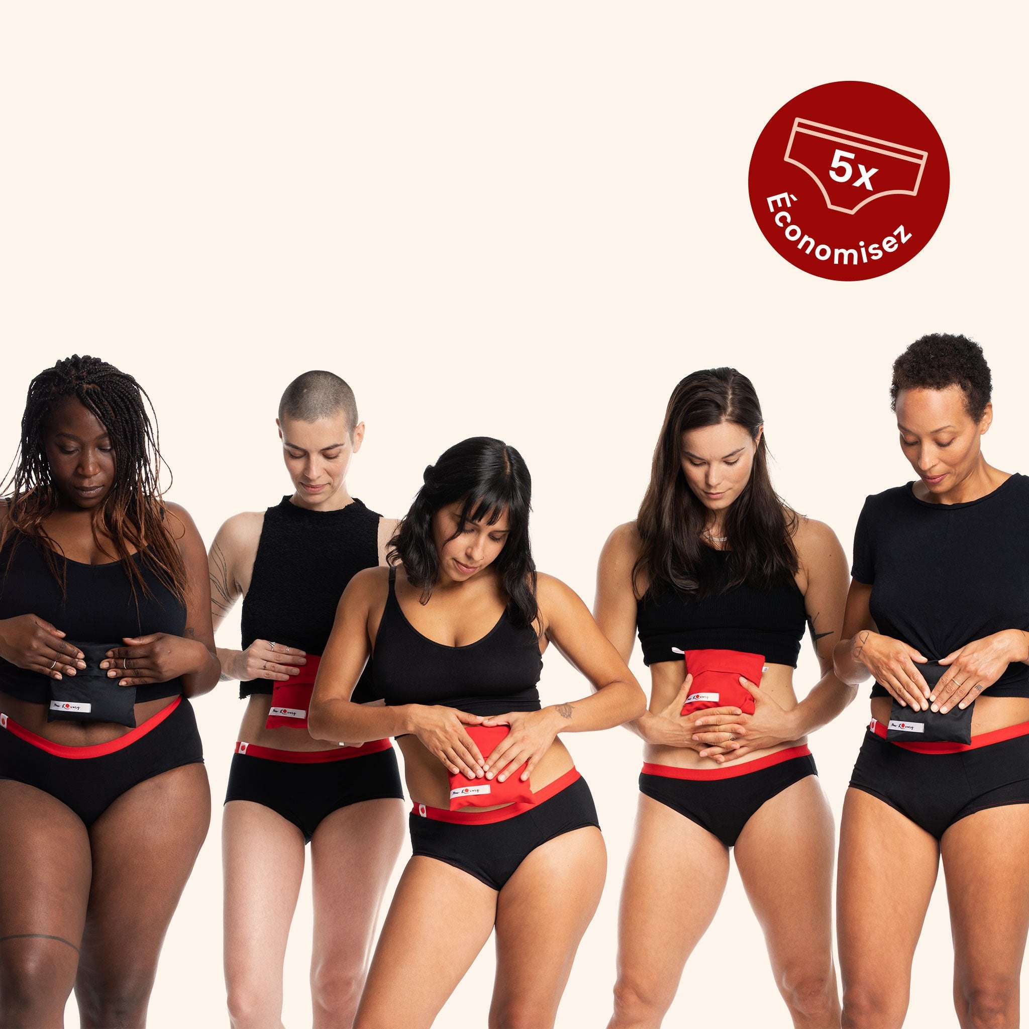 Cinq femmes en culottes menstruelles