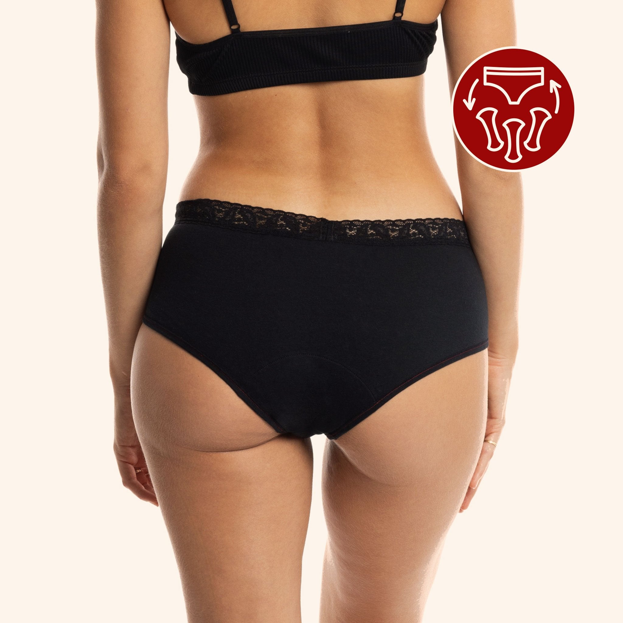 The Shorty Lace Panty : Period underwear with 3 pads